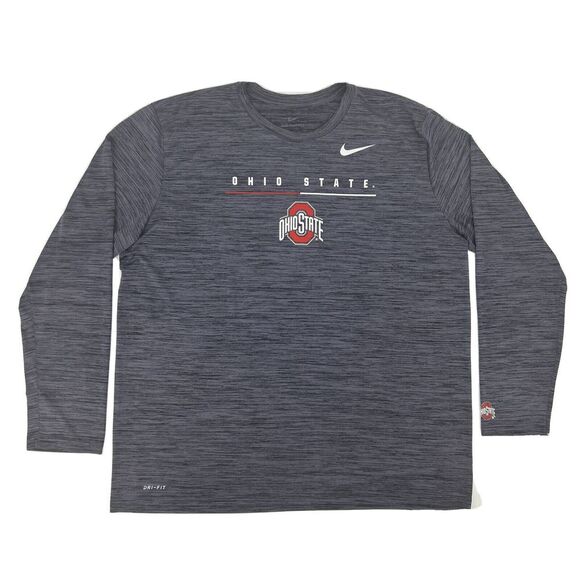 The Ohio‎ State Buckeyes Shirt Men's XXL Gray Nike Dr-Fit Long Sleeve Crew Neck - Picture 1 of 11